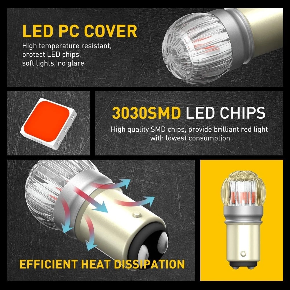 Red LED Bulbs For Turn Signal Light Tail Stop Brake LED Bulbs With SMD LEDs ERROR FREE Plug And Pla 2
