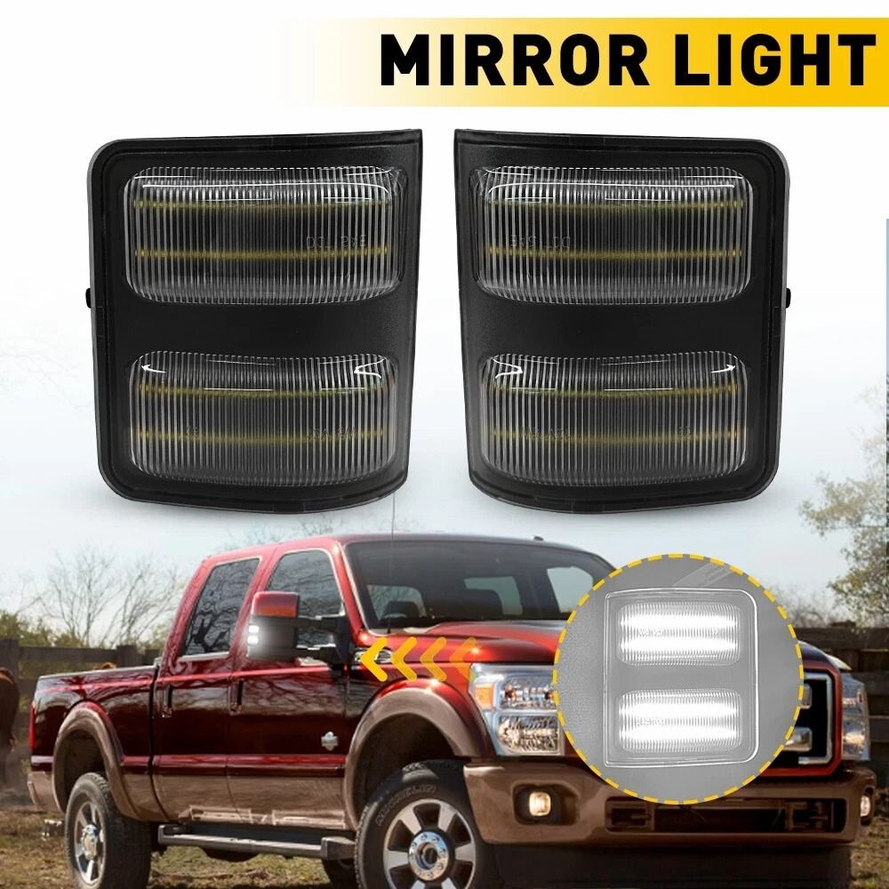LED Turn Signal Light For Clear Side Mirror White High Brightness Durable Simple Installation 12