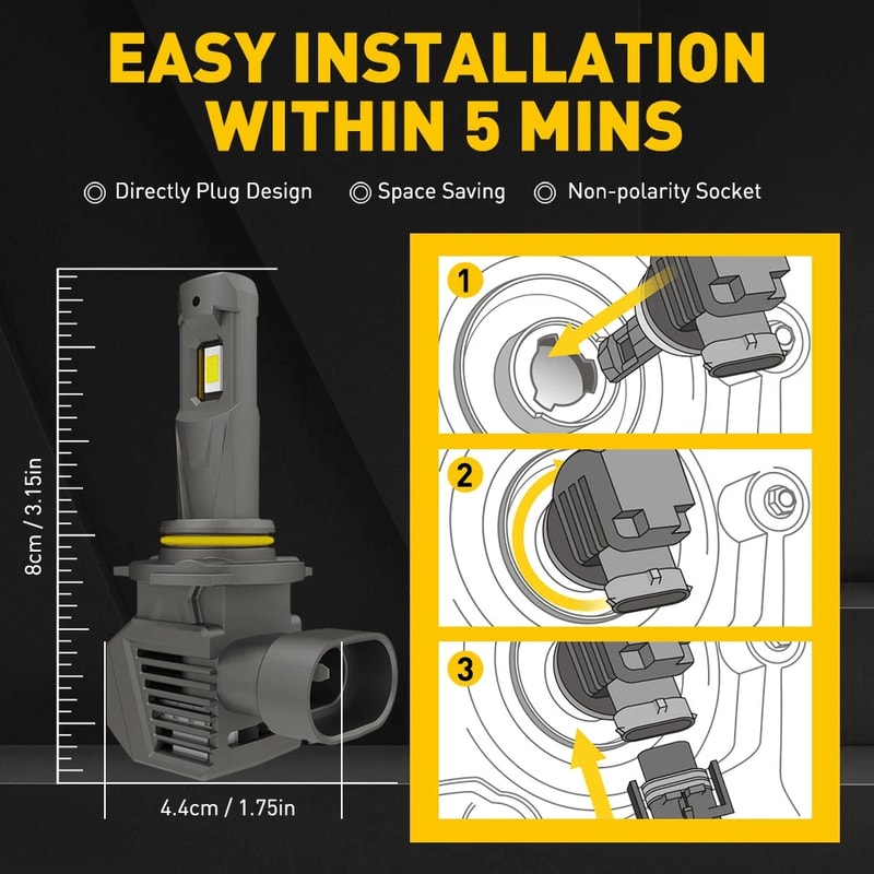 High Beam LED Headlight Kit Low Beam Bulbs Bright White Wireless Enhanced Car Lighting For Ultimate 3