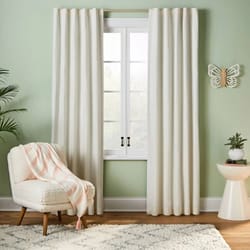 blackout chambray cotton curtain panel, noise & uv protection for kids, soft chambray weave - pillowfort