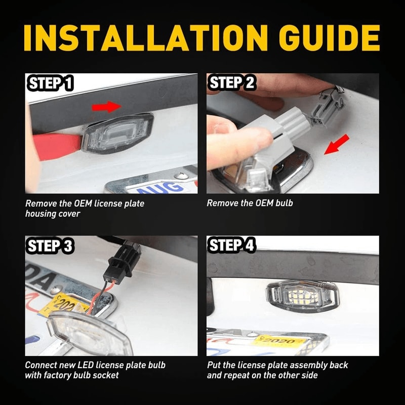 LED White License Plate Light Chips Waterproof ErrorFree White Plug Play Replacement 8