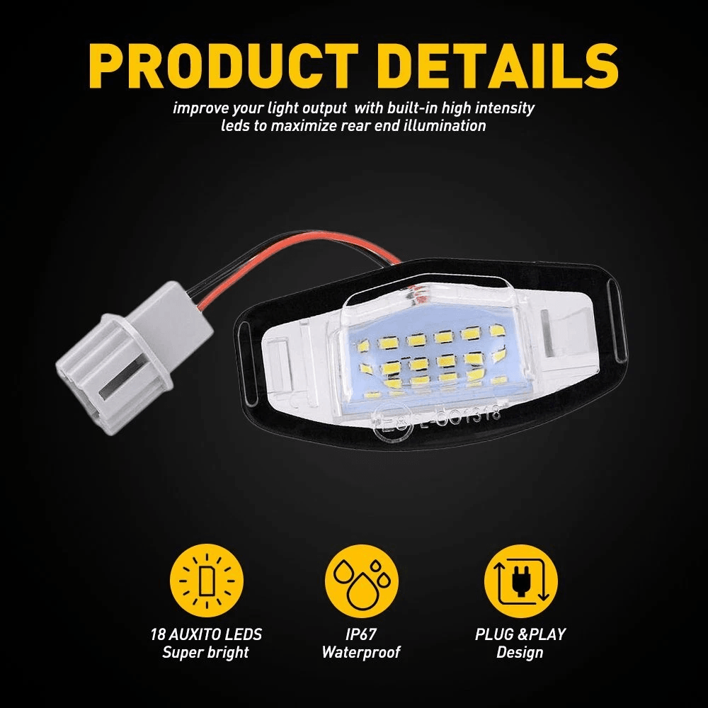 LED White License Plate Light Chips Waterproof ErrorFree White Plug Play Replacement 7