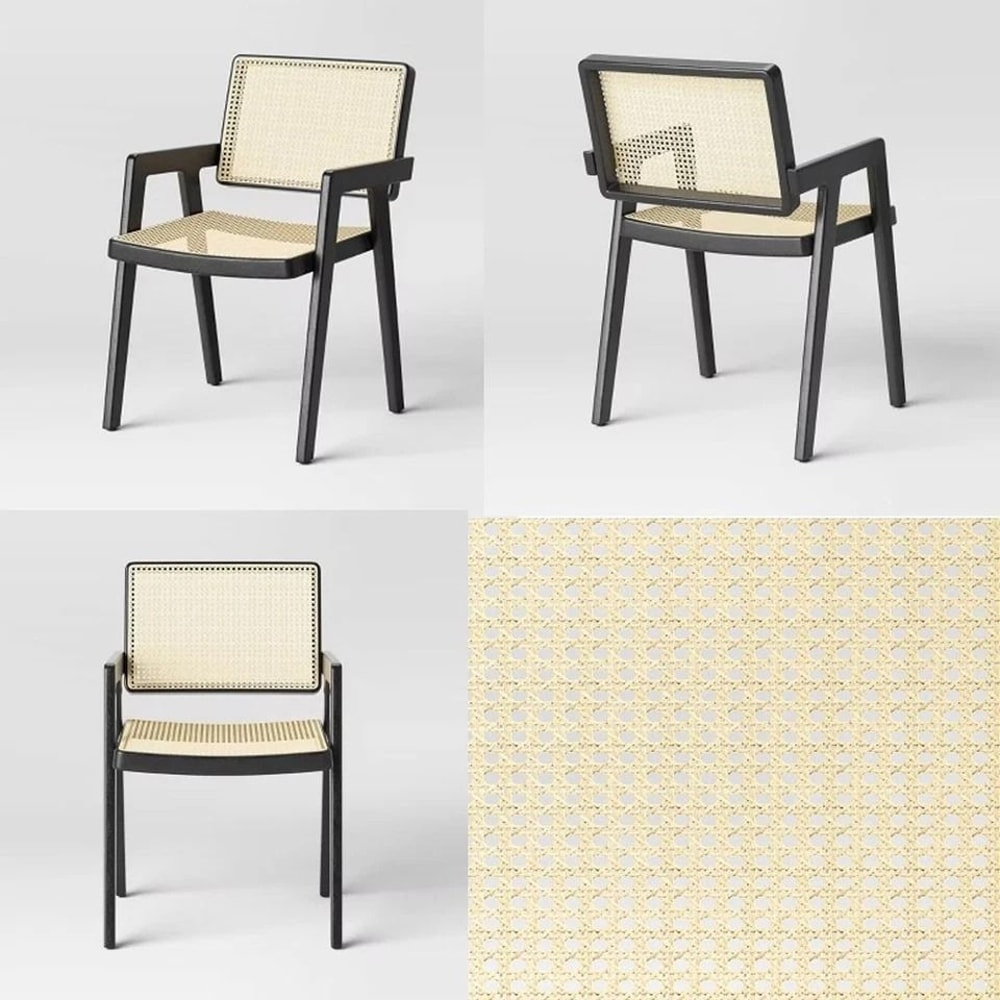 Threshold Wood Framed Woven Panel Dining Chair Black Elegant And Comfortable Dining Chair With Arm 3