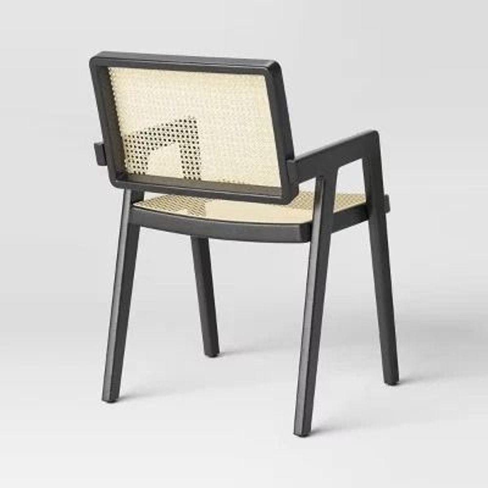 Threshold Wood Framed Woven Panel Dining Chair Black Elegant And Comfortable Dining Chair With Arm 1