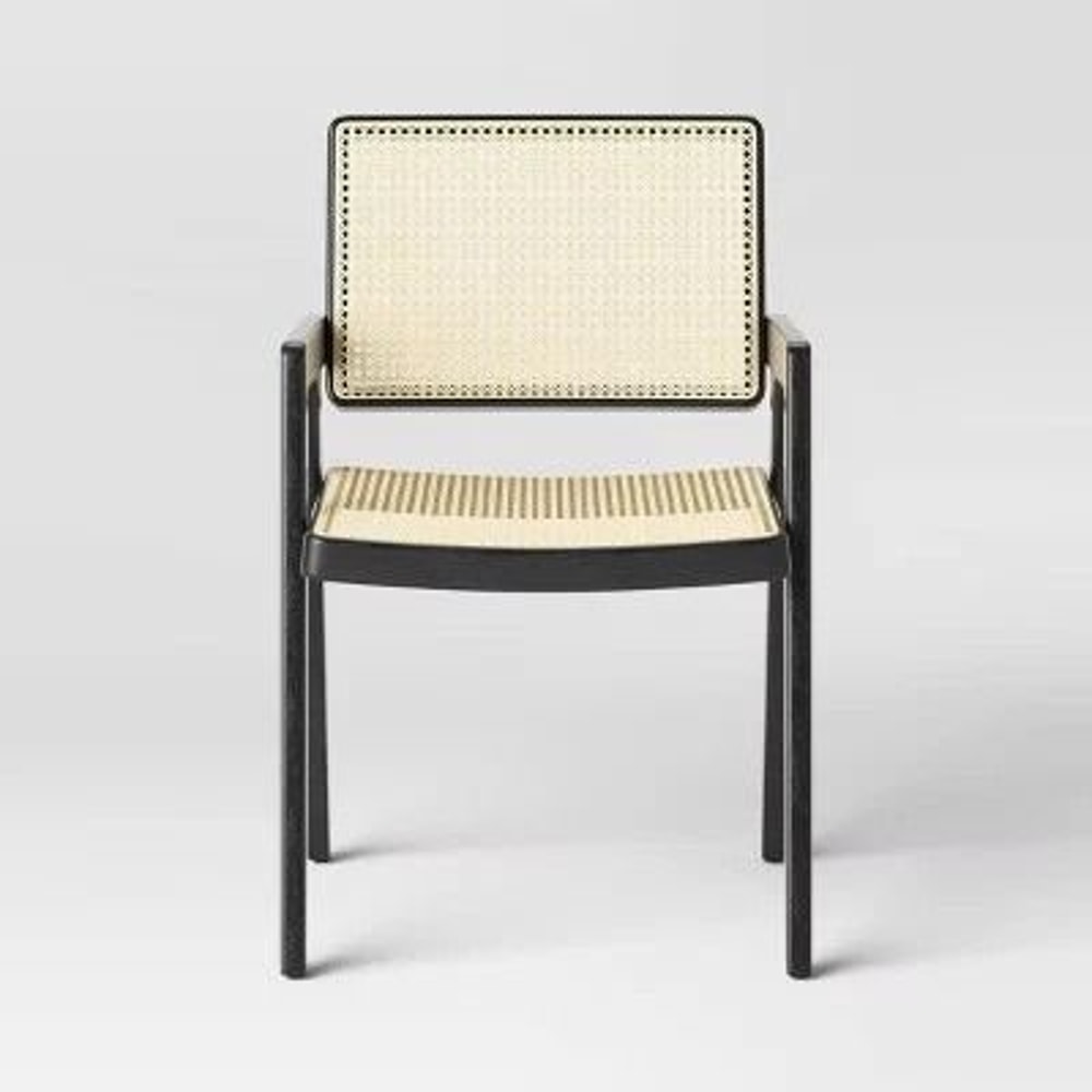 Threshold Wood Framed Woven Panel Dining Chair Black Elegant And Comfortable Dining Chair With Arm 2