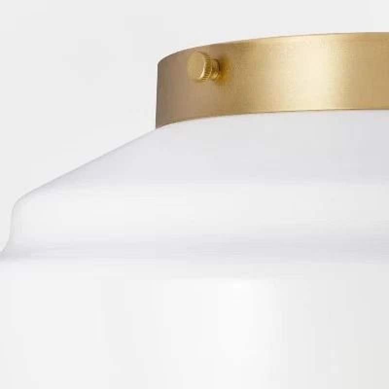 Brass Finish Milk Glass Flush Mount Ceiling Light Modern Design Perfect For Home Decor Hearth Hand 3