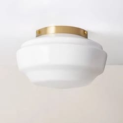 brass finish milk glass flush mount ceiling light, modern design, perfect for home decor, hearth & hand