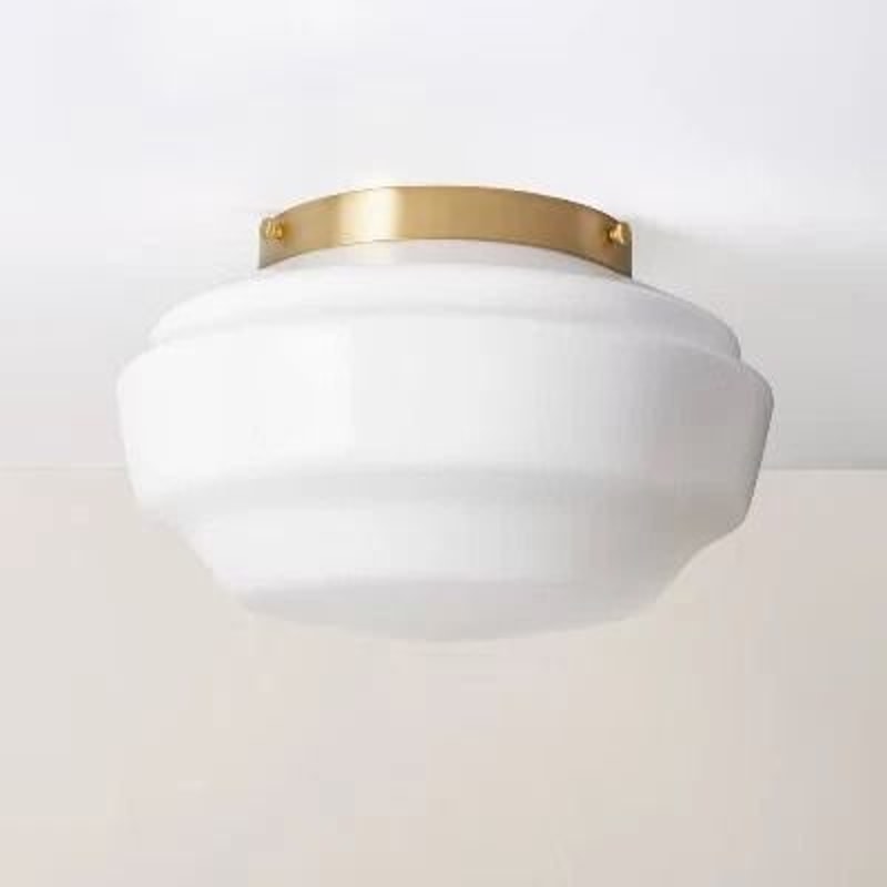 Brass Finish Milk Glass Flush Mount Ceiling Light Modern Design Perfect For Home Decor Hearth Hand 0