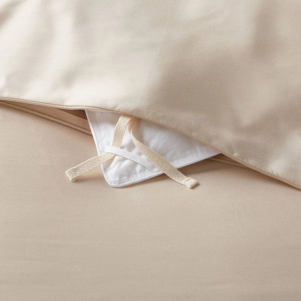 Threshold Lyocell Satin Duvet Set Cooling Breathable Solid Khaki FullQueen Bedding 1