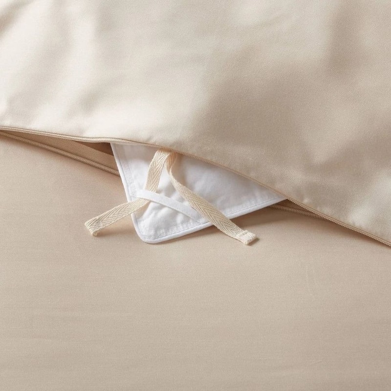 Threshold Lyocell Satin Duvet Set Cooling Breathable Solid Khaki FullQueen Bedding 1