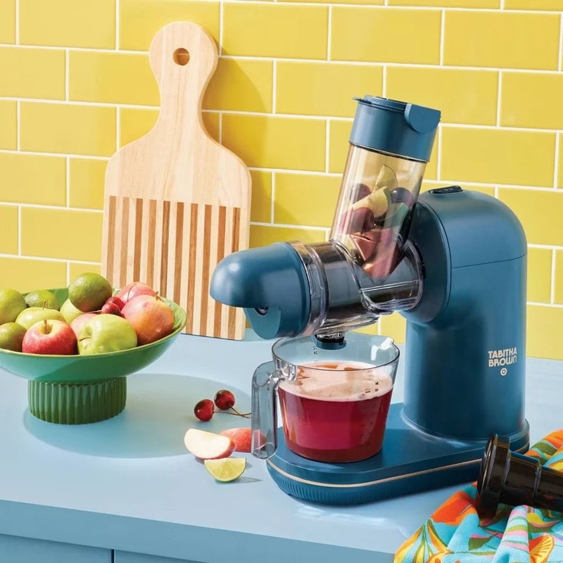 Tabitha Brown Electric Masticating Juicer Dark Teal Blue SlowChewing Juicer AntiDrip Fine Coarse S 2