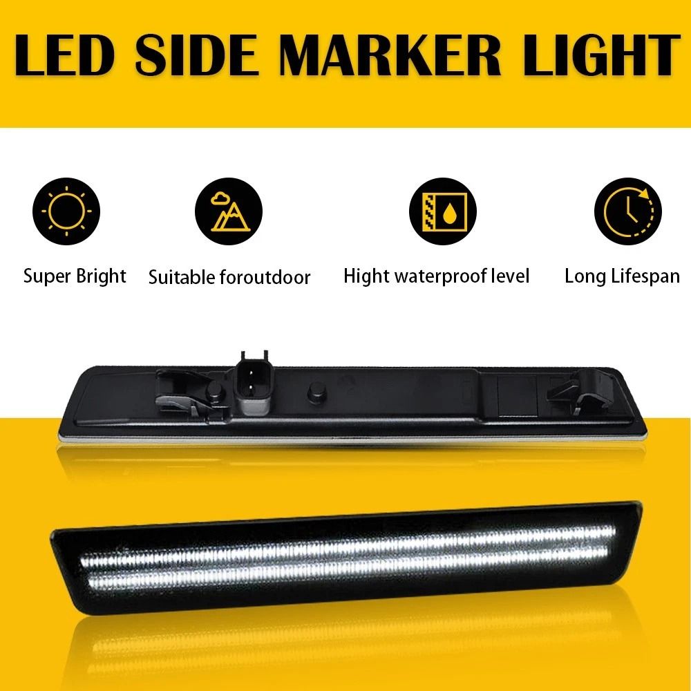 White LED SMOKED Side Marker Light Rear Bumper Lamp Waterproof High Brightness Energy Efficient 8