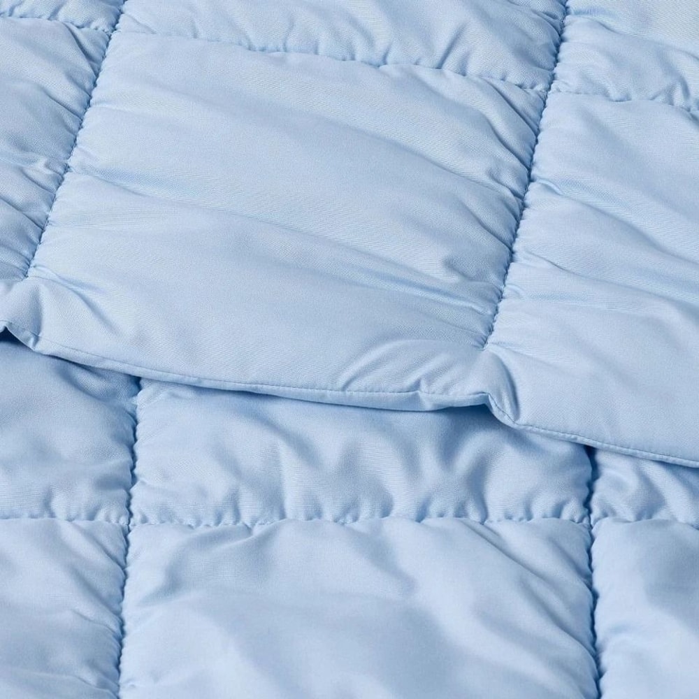 Light Blue FullQueen Box Stitch Puffer Comforter Room Essentials EcoFriendly Recycled Polyester Fi 1