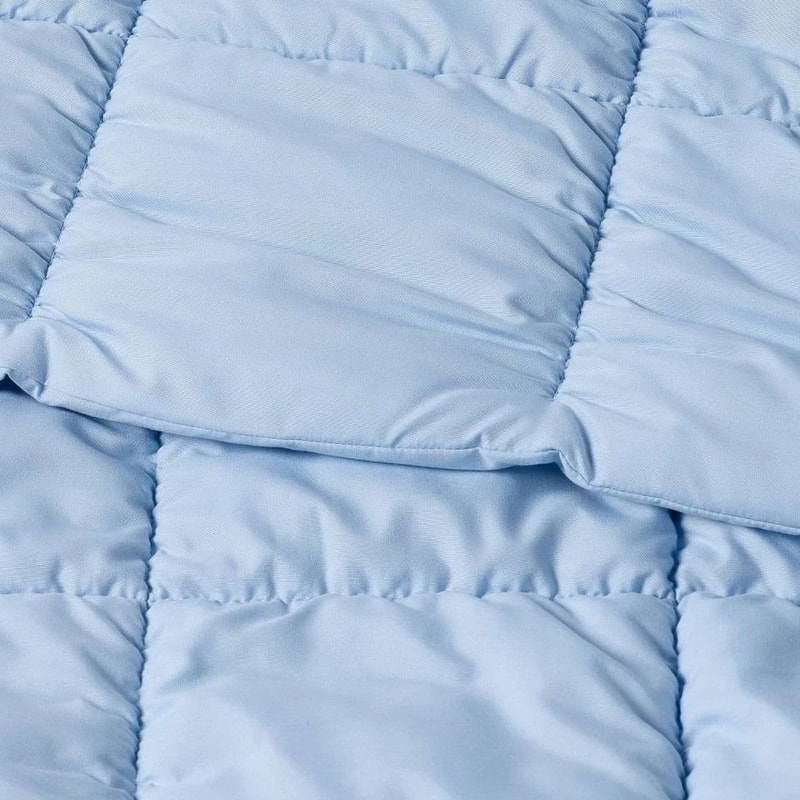 Light Blue FullQueen Box Stitch Puffer Comforter Room Essentials EcoFriendly Recycled Polyester Fi 1