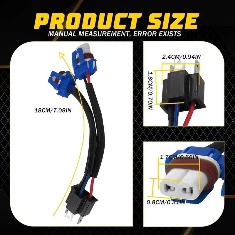Two Harness Headlight Adapter Conversion Wire TO Two Flexible Compact HighQuality Copper Wire 3