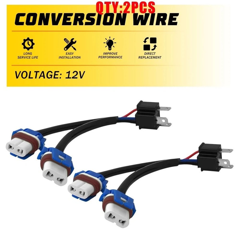 Two Harness Headlight Adapter Conversion Wire TO Two Flexible Compact HighQuality Copper Wire 8