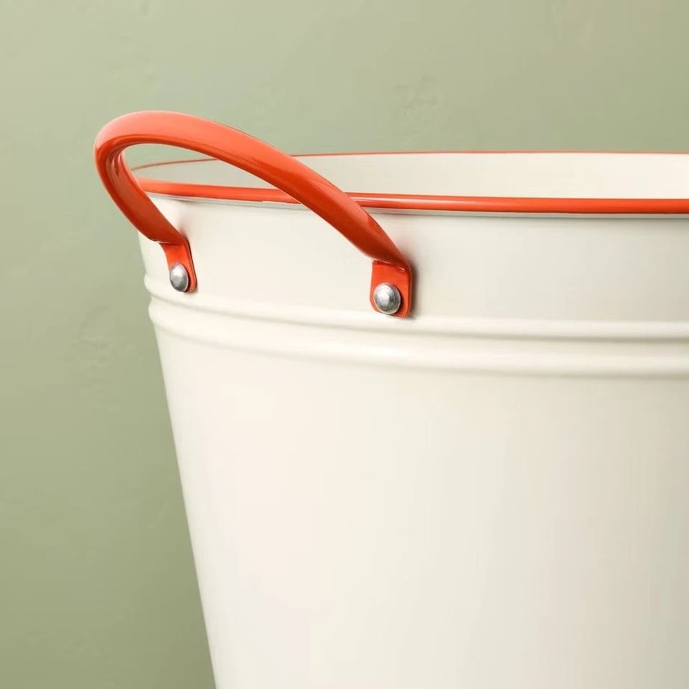 Beverage Tub Stand Cream Color Steel Tub With Bottle Opener Hearth Hand Magnolia 2