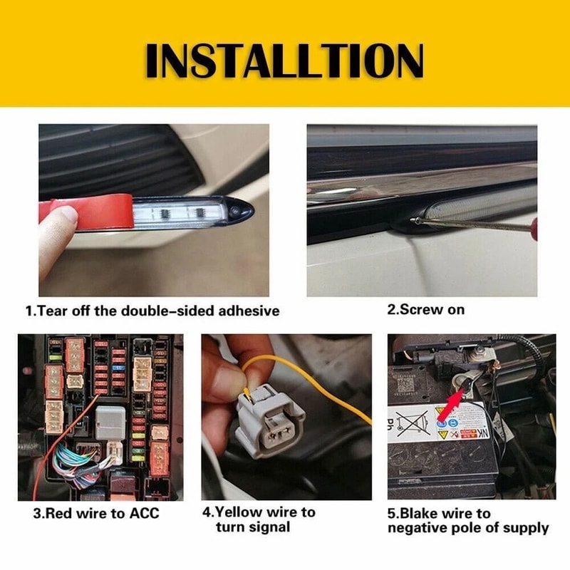 LED Daytime Running Light Strips For Cars Sequential Flow Turn Signal Lamp Waterproof LED Strip Hea