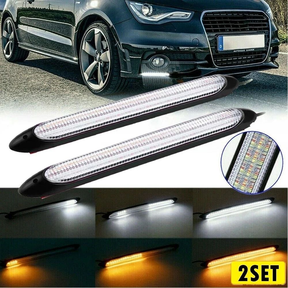 LED Daytime Running Light Strips For Cars Sequential Flow Turn Signal Lamp Waterproof LED Strip Hea