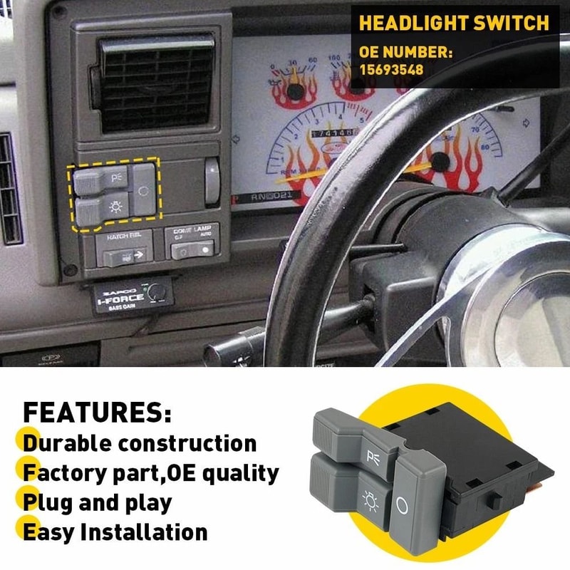 Replacement New Headlight Switch Durable Light Switch For Vehicles Easy Install Headlight Switch 6