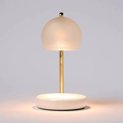threshold candle lamp warmer white frosted, modern electric candle warmer, halogen bulb, flameless candle heater