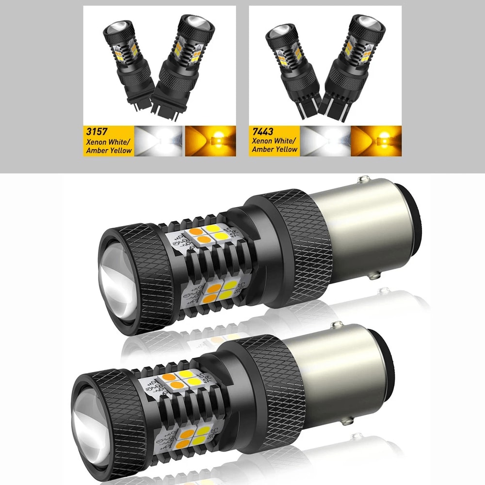 Amber White LED Turn Signal Bulbs DRL Anti Hyper Flash Technology Upgrade Your Vehicle Lighting Per 1
