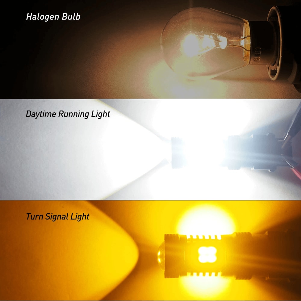 Amber White LED Turn Signal Bulbs DRL Anti Hyper Flash Technology Upgrade Your Vehicle Lighting Per 3