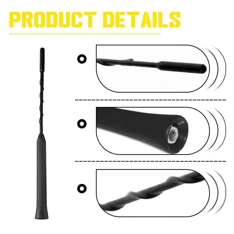 AMFM Radio Antenna Replacement Short Black Aluminum Antenna Mast Durable Car Accessory For Improved 5