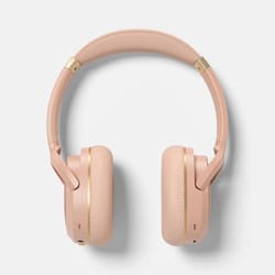 banded active noise cancelling over-ear headphones, peach, wireless with jack & usb-c