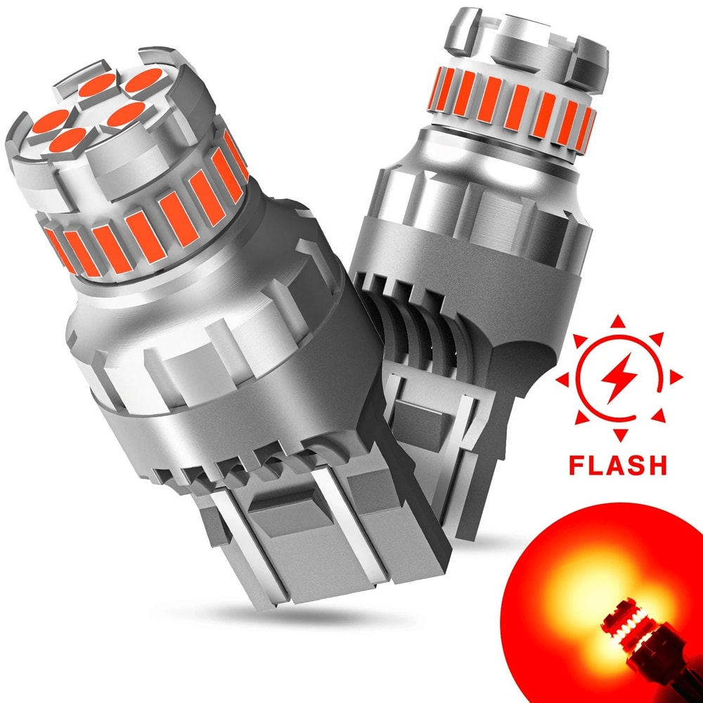 Red LED Bulb Strobe Flash Alert Bright Brake Tail Light 360 LED Chips Faster Rise Time For Enhanced 0