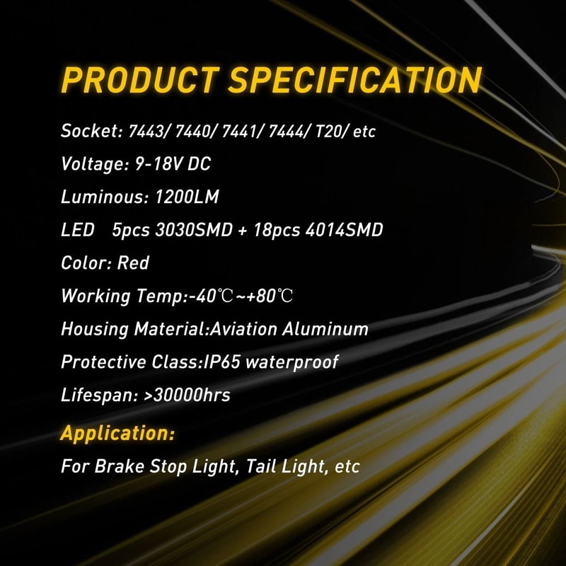 Red LED Bulb Strobe Flash Alert Bright Brake Tail Light 360 LED Chips Faster Rise Time For Enhanced 7