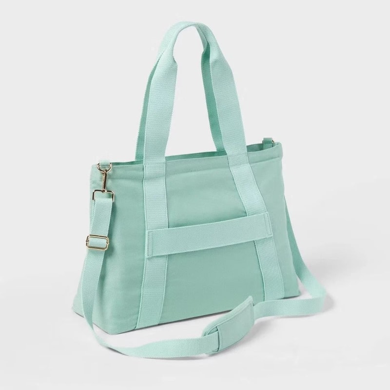 Open Story Sage Solid Canvas Tote Bag RFID Blocking Laptop Pocket WaterResistant Trolley Sleeve 3