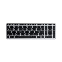 slim bluetooth keyboard for mac, space gray, backlit keys, multi-device connectivity
