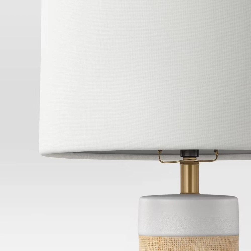 Threshold Ceramic Table Lamp With Natural Wrap White Drum Shade Modern Elegant Lighting For Home Pe 2
