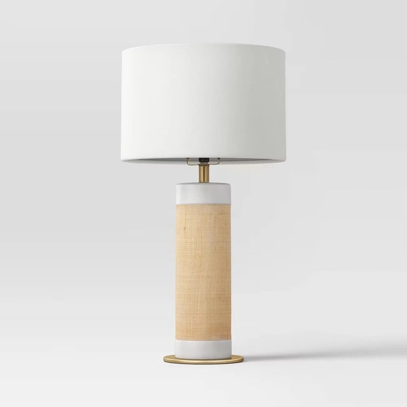 Threshold Ceramic Table Lamp With Natural Wrap White Drum Shade Modern Elegant Lighting For Home Pe 3