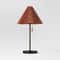 Threshold Table Lamp With Leather Shade Metal Cone Base 0
