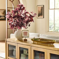 hearth & hand with magnolia black plum leaf artificial fall arrangement, faux plum leaves, indoor tabletop decor