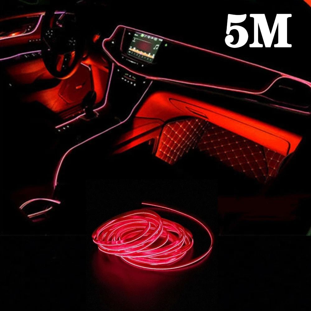 Cold Light Strip Lamp Line Red LED Car Auto Interior Decor Stylish LED Atmosphere Wire Lighting For 9