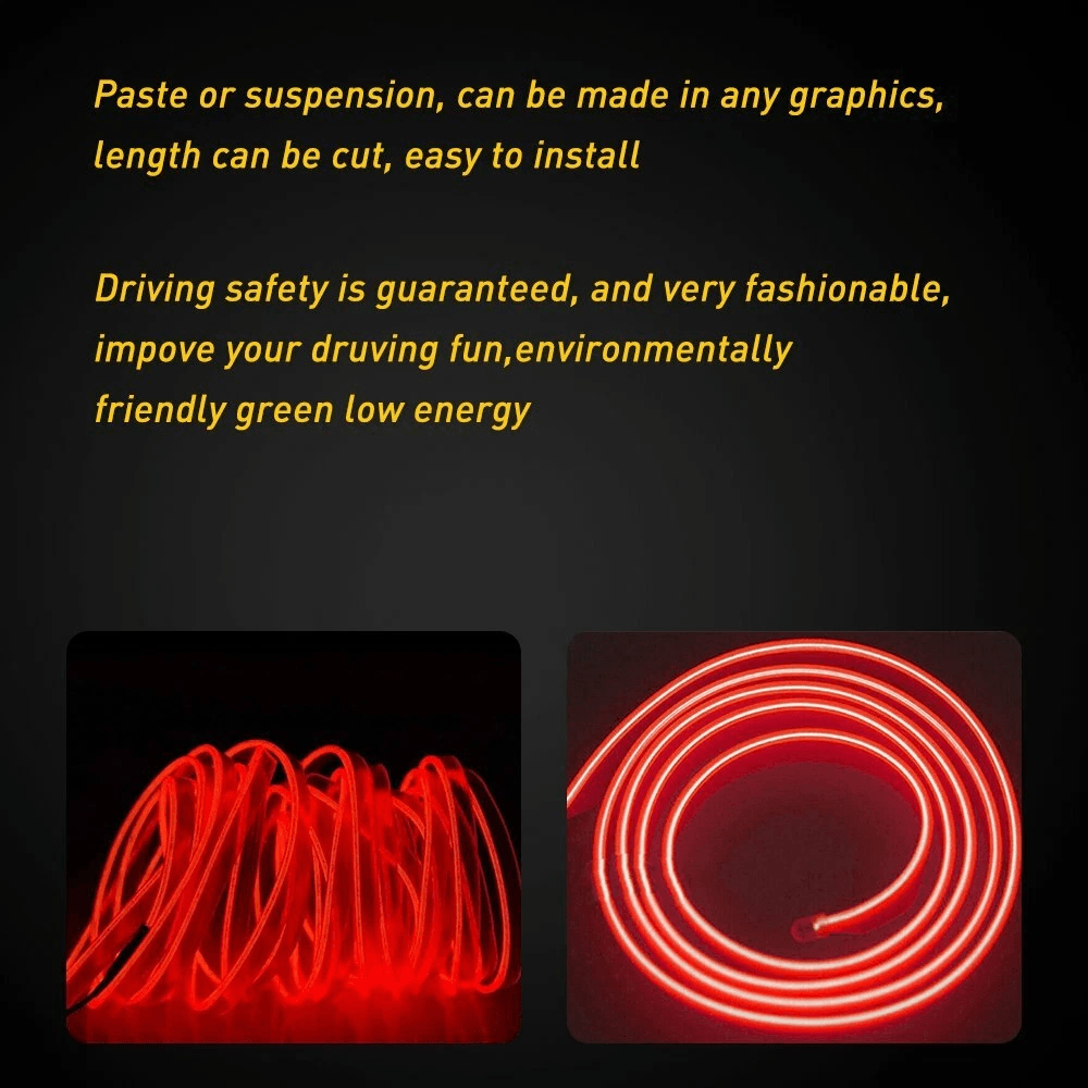 Cold Light Strip Lamp Line Red LED Car Auto Interior Decor Stylish LED Atmosphere Wire Lighting For 3