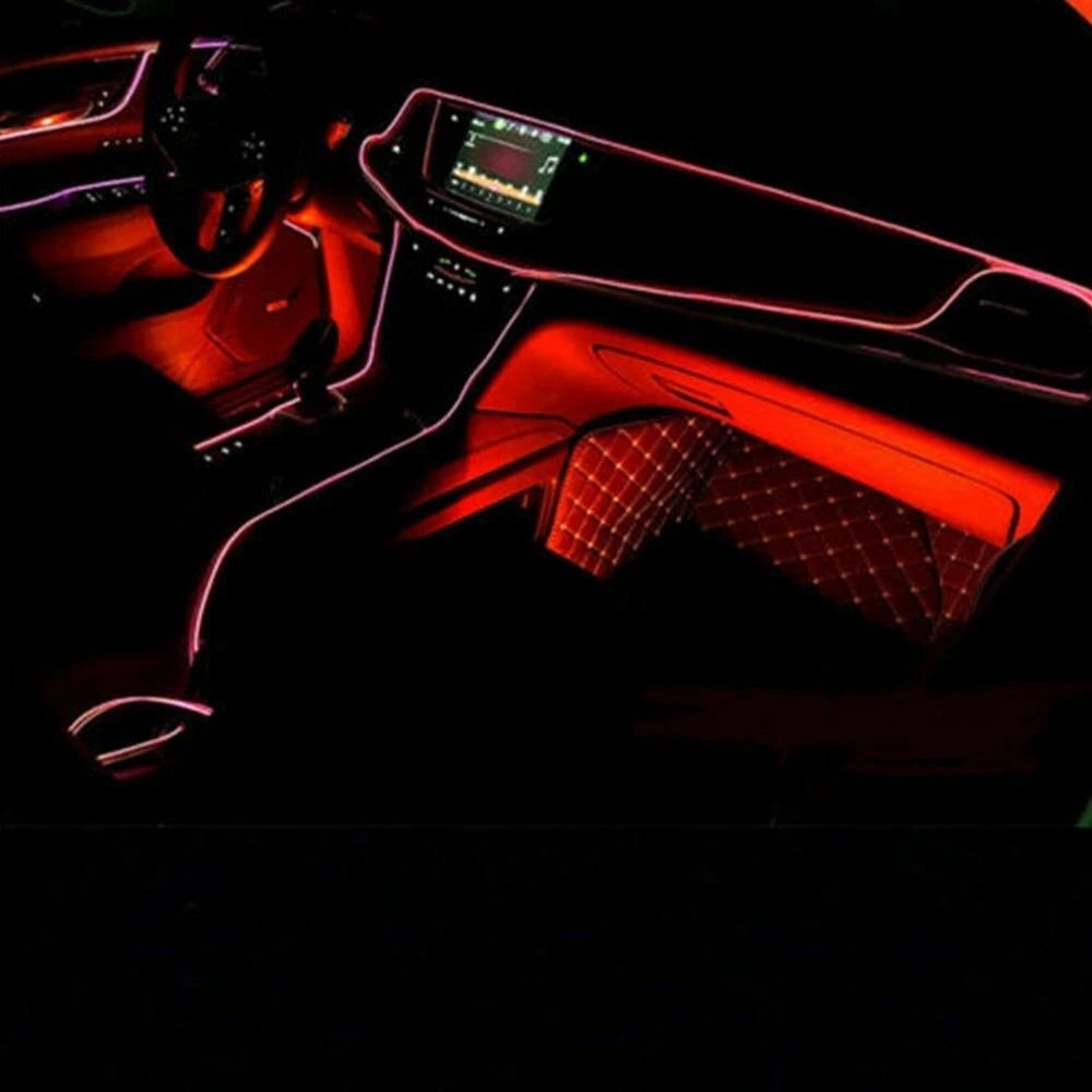 Cold Light Strip Lamp Line Red LED Car Auto Interior Decor Stylish LED Atmosphere Wire Lighting For 6