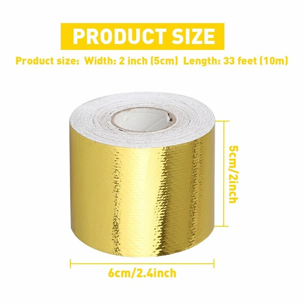 SelfAdhesive Gold Intake Heat Reflective Tape Wrap High Temperature Resistant MoistureProof AntiFog 1