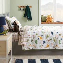 dinosaur poly cotton quilt for full/queen beds pillowfort, fun kids quilt, soft bedding for children room