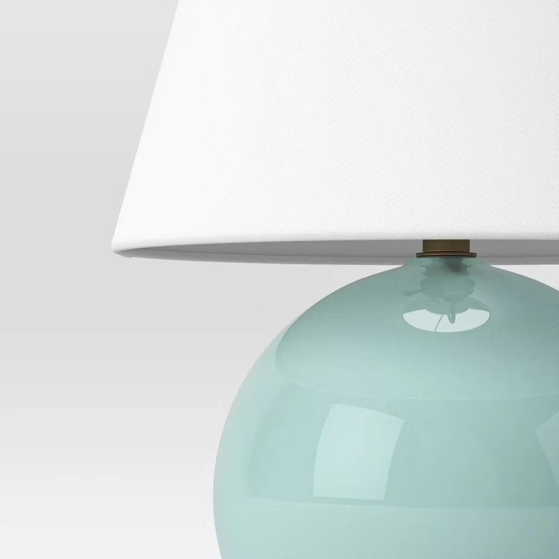Threshold Round Table Lamp With Tapered Shade Soft Green Ceramic Base Stylish LED Lighting 2