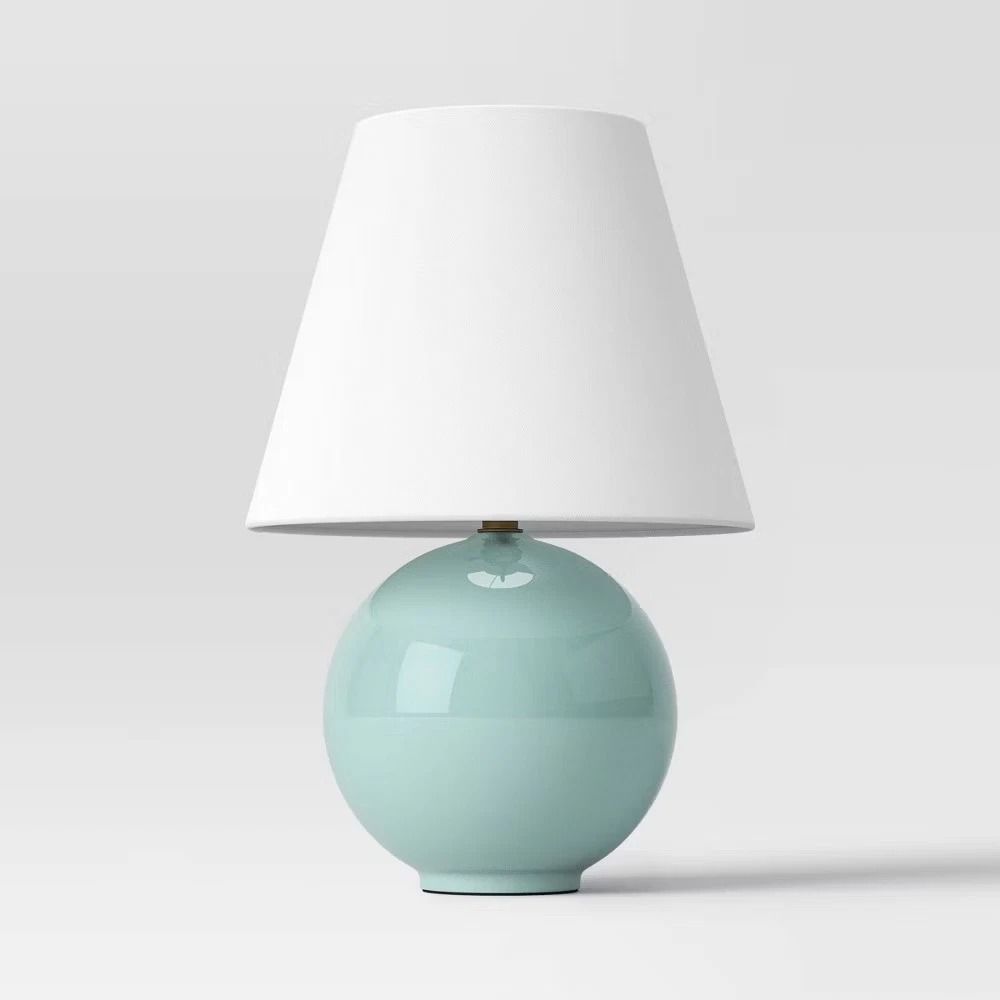 Threshold Round Table Lamp With Tapered Shade Soft Green Ceramic Base Stylish LED Lighting 3