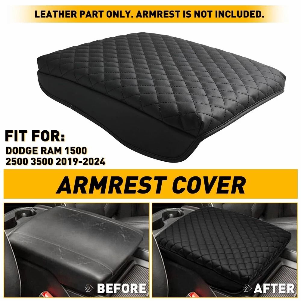 Leather Center Console Lid Armrest Cover Premium Car Armrest Protector Durable Leather Console Lid 9