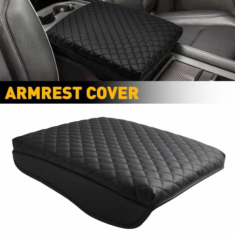 Leather Center Console Lid Armrest Cover Premium Car Armrest Protector Durable Leather Console Lid 10