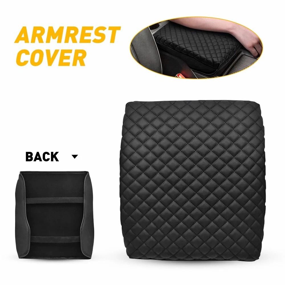 Leather Center Console Lid Armrest Cover Premium Car Armrest Protector Durable Leather Console Lid 11