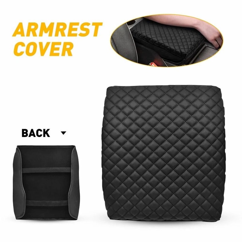 Leather Center Console Lid Armrest Cover Premium Car Armrest Protector Durable Leather Console Lid 11