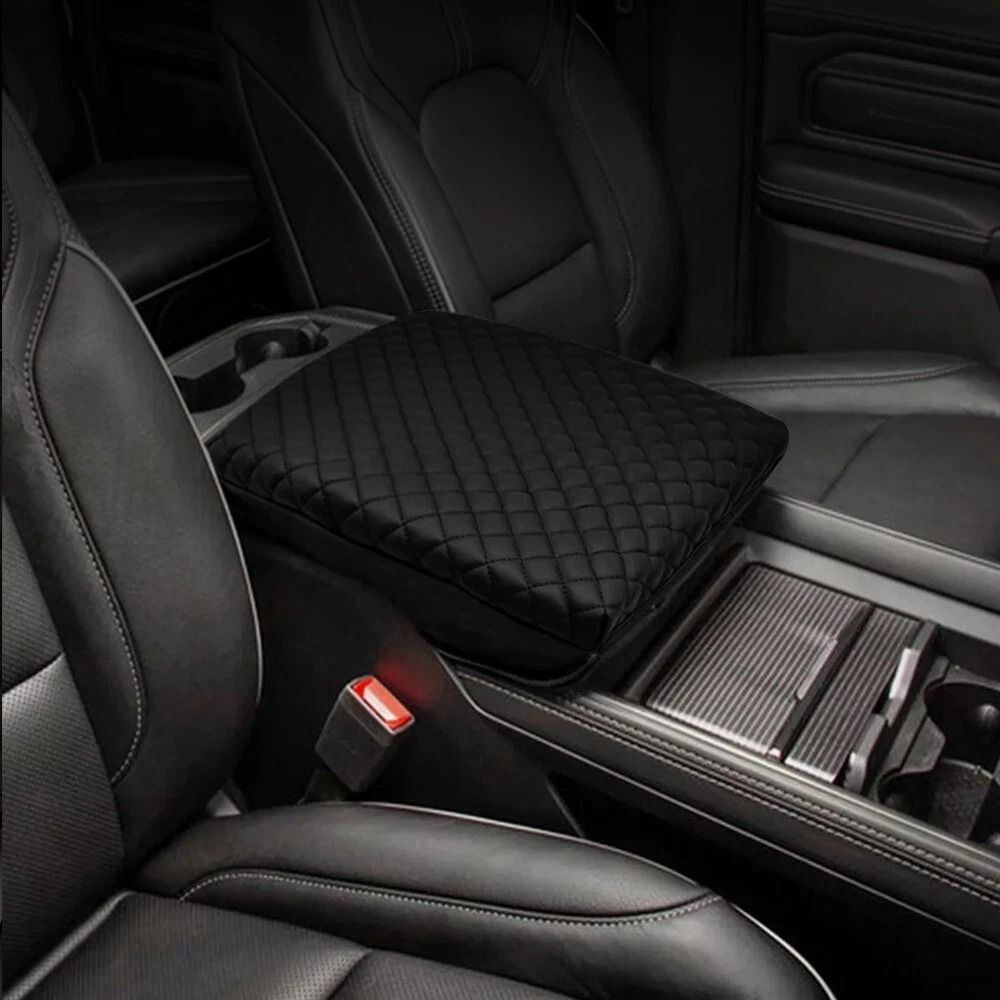 Leather Center Console Lid Armrest Cover Premium Car Armrest Protector Durable Leather Console Lid 2