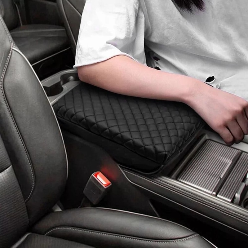 Leather Center Console Lid Armrest Cover Premium Car Armrest Protector Durable Leather Console Lid 0
